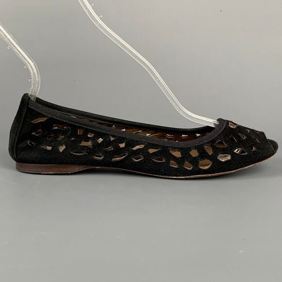 MARNI Size 6 Black Cut Out Suede Flats - Picture 1 of 1